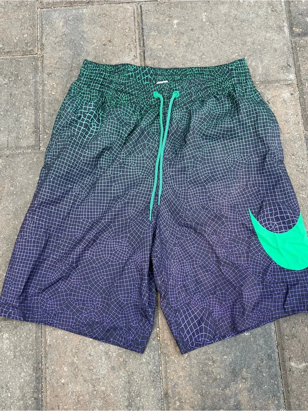 Nike Swim 9 Inch Volley Shorts Men’s Small Lined Swim Trunk Green Purple